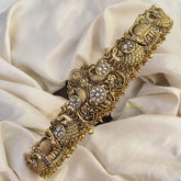 Vriksham Premium White Stone Dual Peacock Hipbelt-Gold Bead-G15774